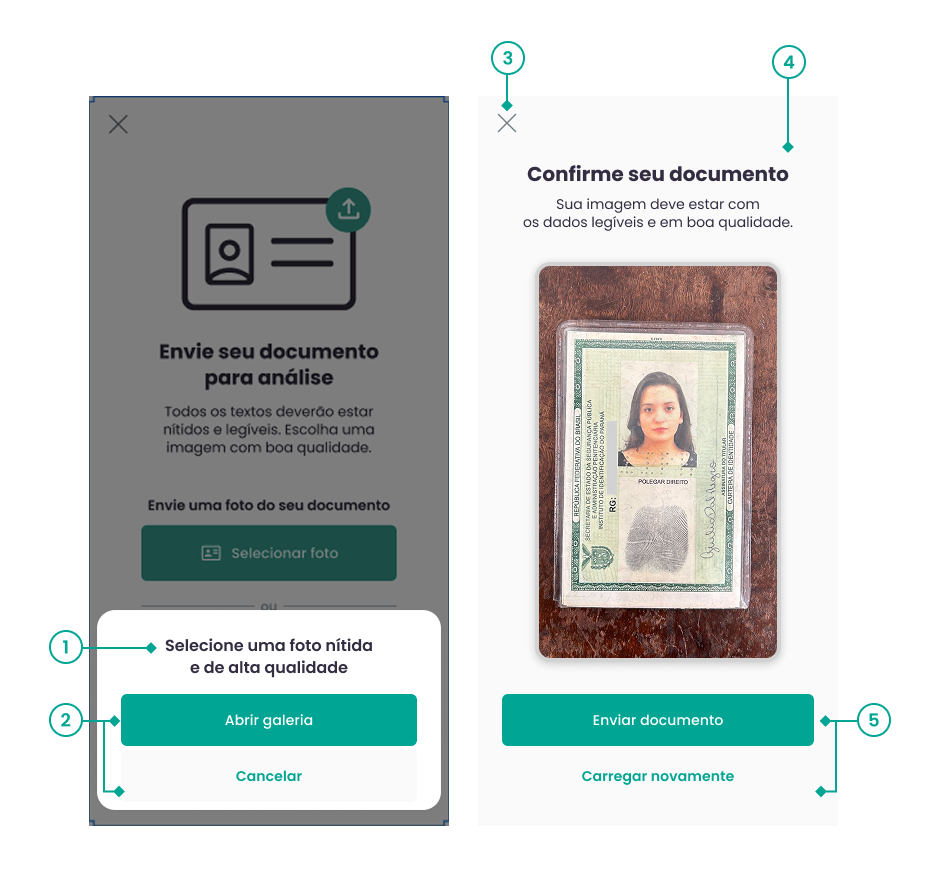 Tela de Upload de documentos